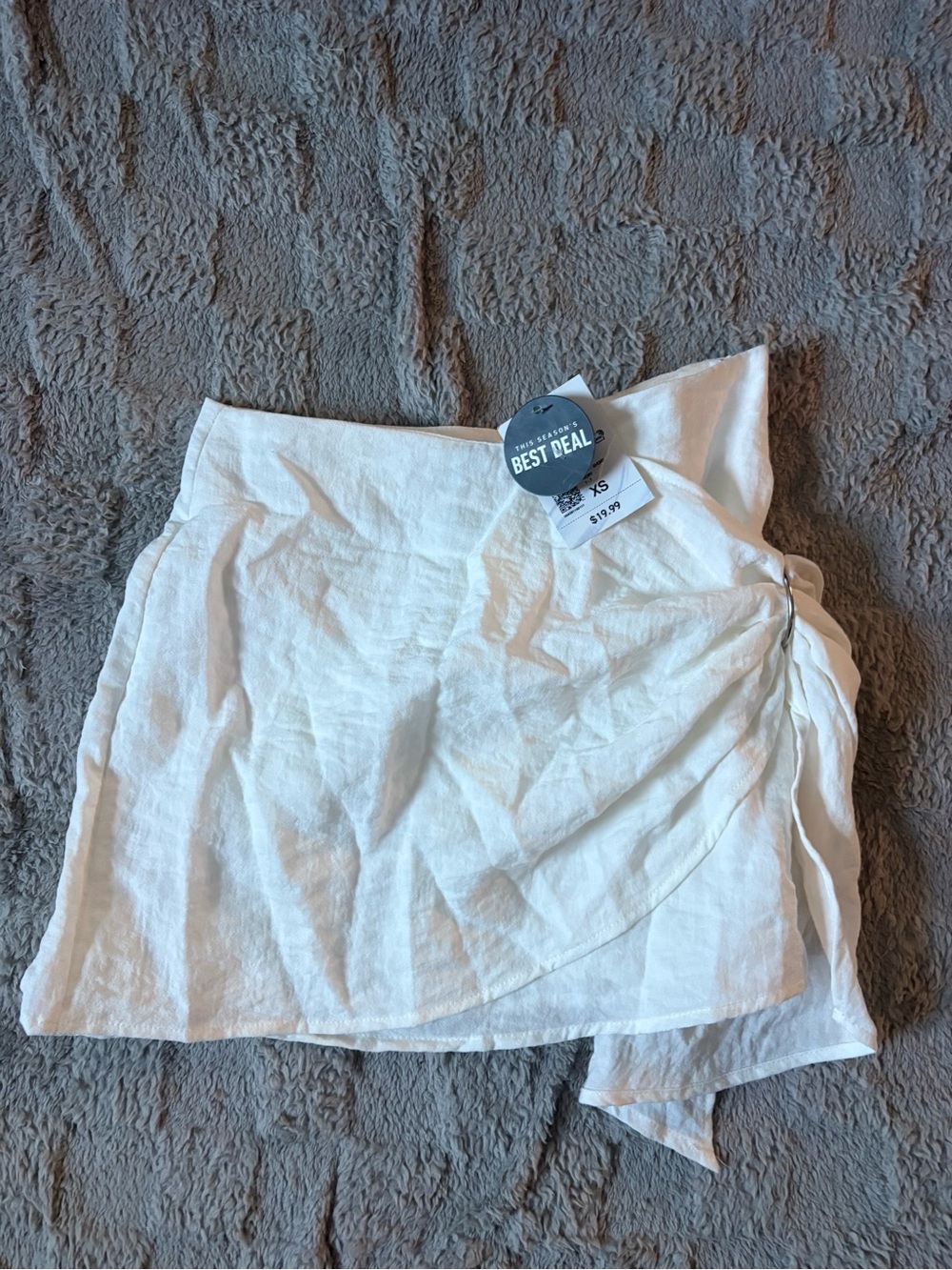Forever 21 White Linen Wrap Mini Skirt